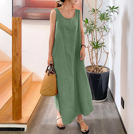 Cotton Linen Oversized Long Dress for Women 2023 Summer Casual Plus Size Fashion Elegant Loose Skirt Female Clothing Vestidos Ro