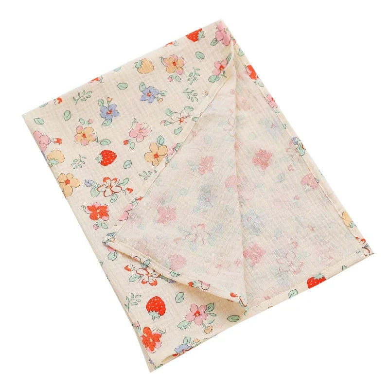 Cotton Swaddle Blanket Baby Blanket Floral Print Muslin Diaper Swaddle New Born Crinkle Fabric Baby Born Stroller Cover