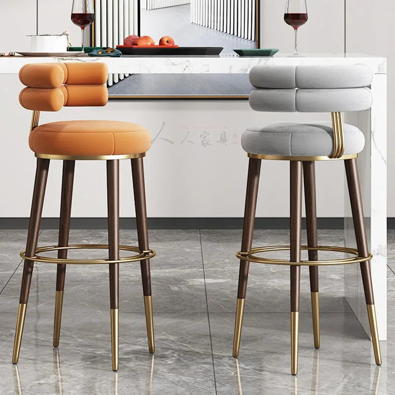 Counter Design Bar Stools Dining Chairs Nordic Leather Luxury Bar Stools Long Chair Modern Tabouret De Bar High Bench AB50BY