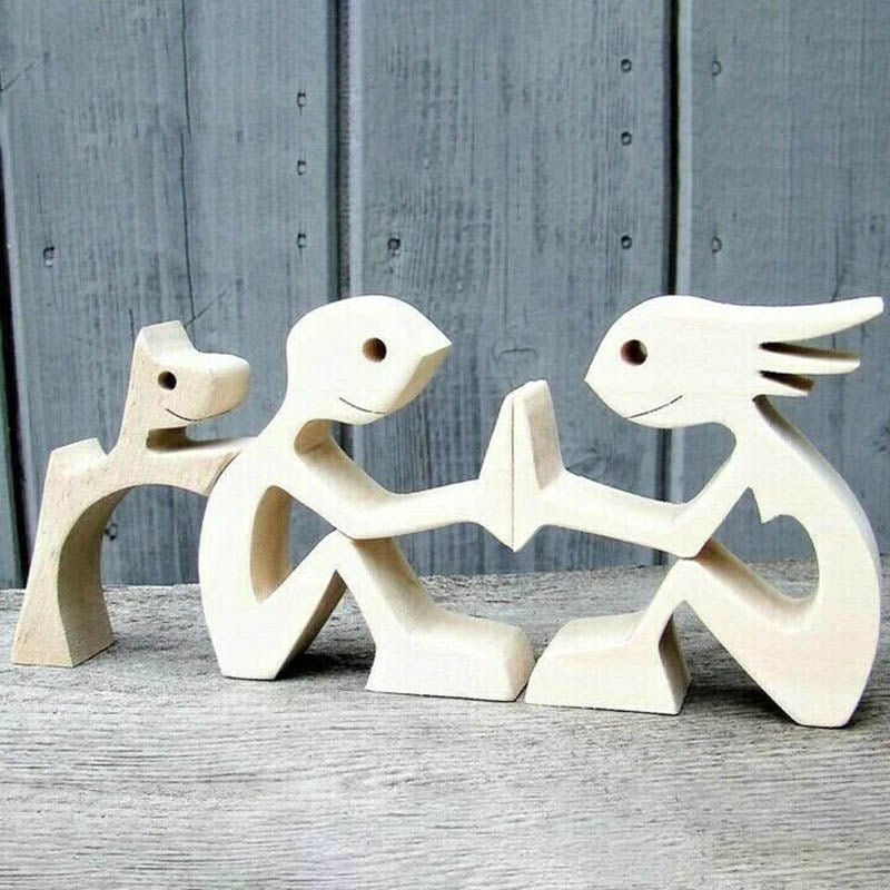 🐕Couple and Dog Wood Sculpture Ornaments