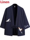 Crane Embroidery Haori Kimono Harajuku Japanese Style Plus Size Men Samurai Costume Yukata Asian Clothes Cardigan Women Jacket