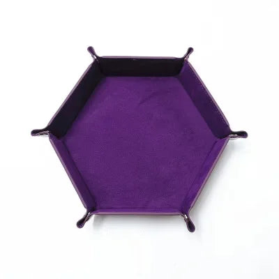 Creative Foldable Dice Tray Box PU Leather Folding Hexagon Coin Square Tray Dice Game Key Coin candy jewelry Storage Box