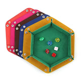 Creative Foldable Dice Tray Box PU Leather Folding Hexagon Coin Square Tray Dice Game Key Coin candy jewelry Storage Box