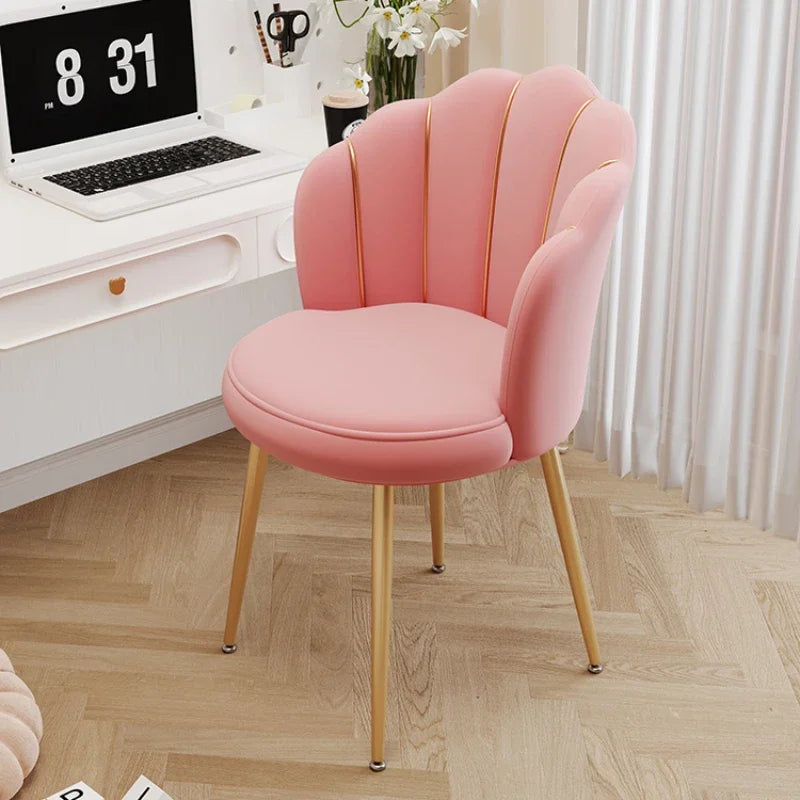 Creative Shell Flower Makeup Stool: Compact Backrest Ergonomic Chair Full Sitting Sensation All-match Chair for Living Room