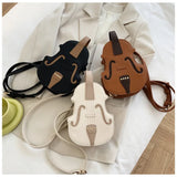 Creative Violin Female Crossbody Bag Violin Shape PU Leather Small Backpacks for Women Sewing Thread Ladies Fashion Shoulder Bag