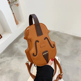 Creative Violin Female Crossbody Bag Violin Shape PU Leather Small Backpacks for Women Sewing Thread Ladies Fashion Shoulder Bag