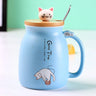 Creative color cat heat-resistant Mug cartoon with lid 450ml cup kitten coffee ceramic mugs children cup office Drinkware gift