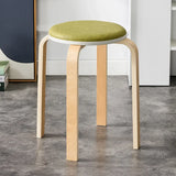 Curved Wooden Stoolhousehold High Round Stool Simple And Soft Surface Dining Table Bench Adult Dining Chair