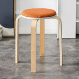 Curved Wooden Stoolhousehold High Round Stool Simple And Soft Surface Dining Table Bench Adult Dining Chair