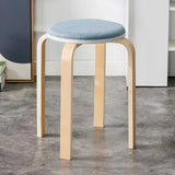 Curved Wooden Stoolhousehold High Round Stool Simple And Soft Surface Dining Table Bench Adult Dining Chair