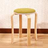 Curved Wooden Stoolhousehold High Round Stool Simple And Soft Surface Dining Table Bench Adult Dining Chair