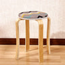 Curved Wooden Stoolhousehold High Round Stool Simple And Soft Surface Dining Table Bench Adult Dining Chair