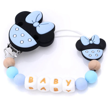 Custom Personalized Name Pacifier Chain English Letters Silicone Clips Mouse Teether Holder Soother Baby Teething Toy Chew Gift