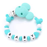 Custom Personalized Name Pacifier Chain English Letters Silicone Clips Mouse Teether Holder Soother Baby Teething Toy Chew Gift