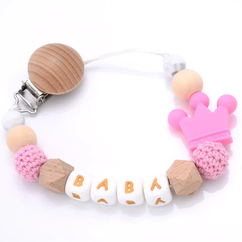 Custom Personalized Name Pacifier Chain English Letters Silicone Clips Mouse Teether Holder Soother Baby Teething Toy Chew Gift