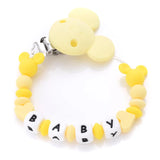 Custom Personalized Name Pacifier Chain English Letters Silicone Clips Mouse Teether Holder Soother Baby Teething Toy Chew Gift