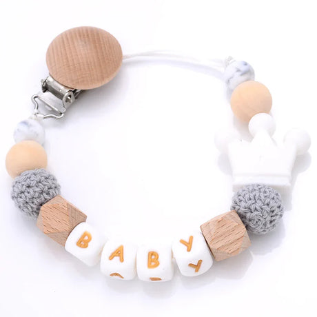 Custom Personalized Name Pacifier Chain English Letters Silicone Clips Mouse Teether Holder Soother Baby Teething Toy Chew Gift