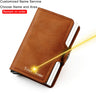 Customized Name Logo Smart Wallet Men Woman RFID Blocking ID Credit Card Holder Leather Wallet Metal Double Box CardHolder Purse