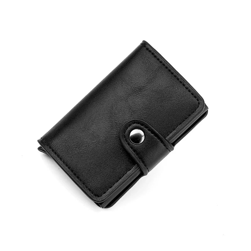 Customized Name Logo Smart Wallet Men Woman RFID Blocking ID Credit Card Holder Leather Wallet Metal Double Box CardHolder Purse