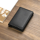 Customized Name Logo Smart Wallet Men Woman RFID Blocking ID Credit Card Holder Leather Wallet Metal Double Box CardHolder Purse