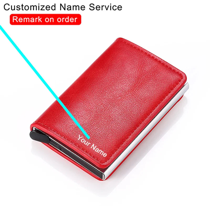 Customized Wallet 2024 Credit Card Holder Leather Blocking Rfid Wallet Men id bank card holder Anti thief Wallet Card Case Purse