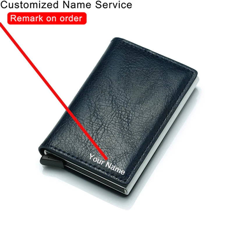 Customized Wallet 2024 Credit Card Holder Leather Blocking Rfid Wallet Men id bank card holder Anti thief Wallet Card Case Purse