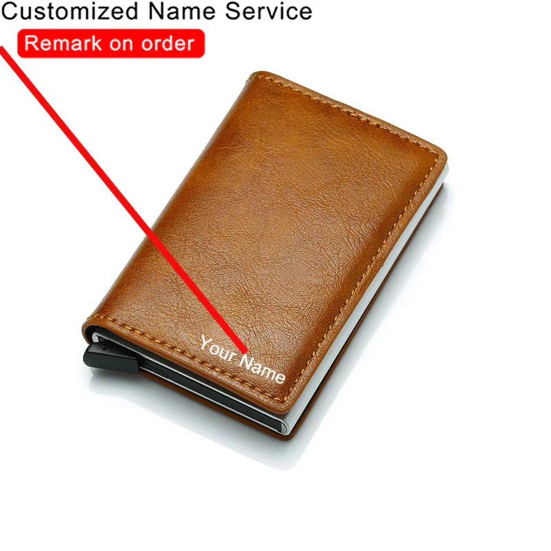 Customized Wallet 2024 Credit Card Holder Leather Blocking Rfid Wallet Men id bank card holder Anti thief Wallet Card Case Purse