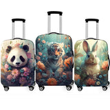 Cute Animal Tiger Rabbit Panda Pattern Luggage Cover for Travel Watercolor Suitcase Protective Cover Elastic Trolley Case Cover