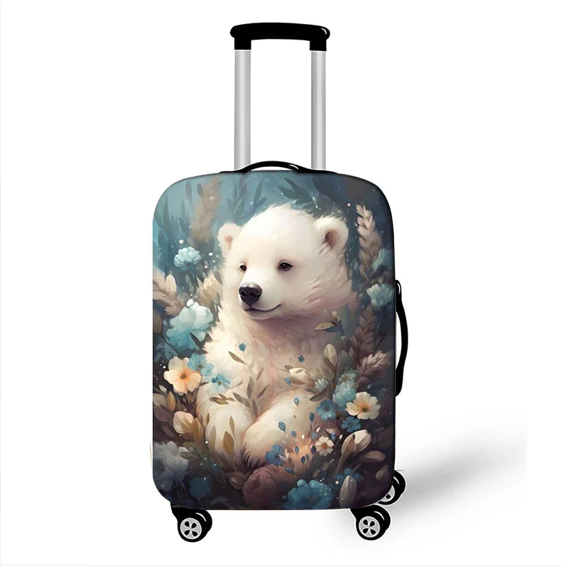 Cute Animal Tiger Rabbit Panda Pattern Luggage Cover for Travel Watercolor Suitcase Protective Cover Elastic Trolley Case Cover