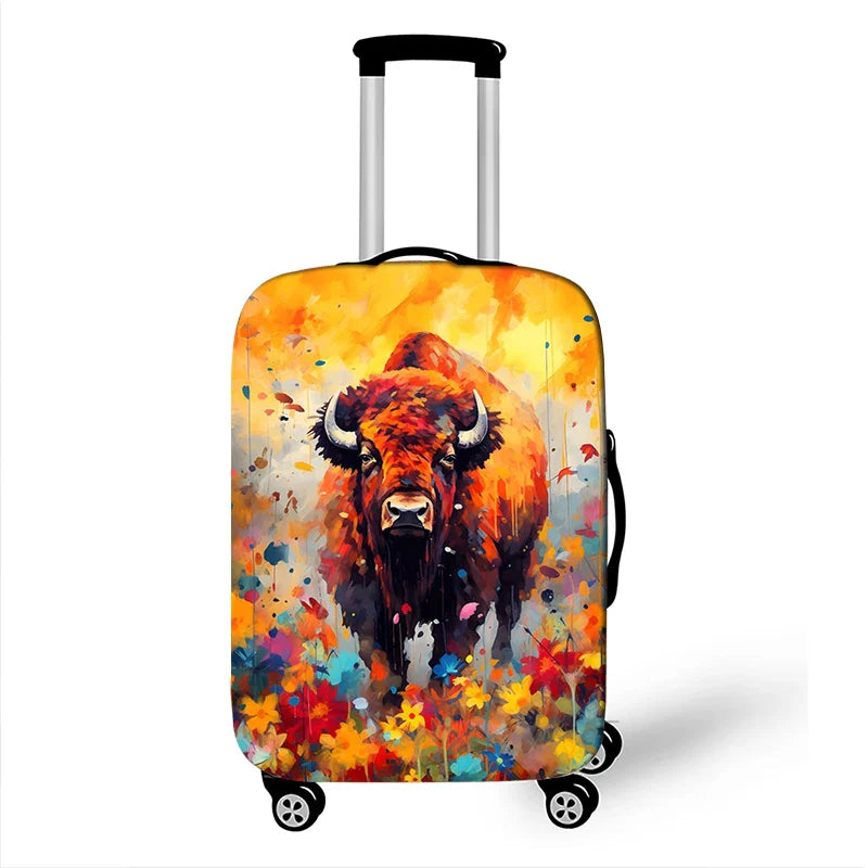 Cute Animal Tiger Rabbit Panda Pattern Luggage Cover for Travel Watercolor Suitcase Protective Cover Elastic Trolley Case Cover