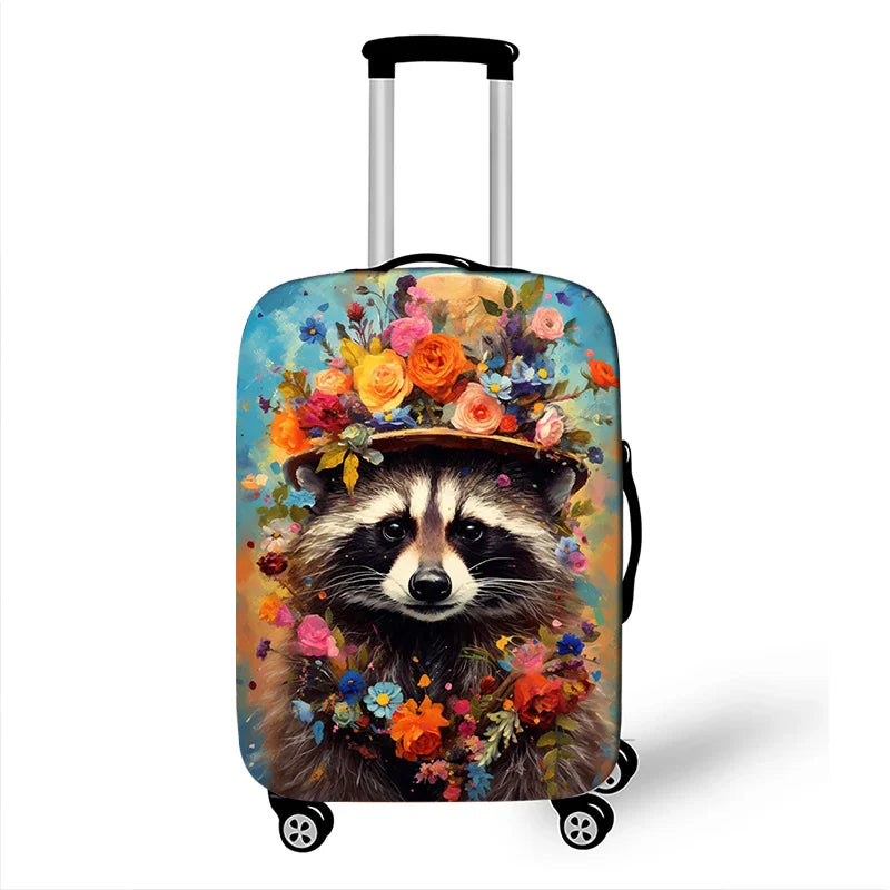 Cute Animal Tiger Rabbit Panda Pattern Luggage Cover for Travel Watercolor Suitcase Protective Cover Elastic Trolley Case Cover