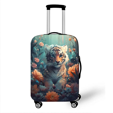 Cute Animal Tiger Rabbit Panda Pattern Luggage Cover for Travel Watercolor Suitcase Protective Cover Elastic Trolley Case Cover