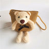 Cute Bear Baby Girl Shoulder Bags Straw Children Messenger Bag Kids Princess Mini Bow Handbag Crossbody Child Girls Coin Purse