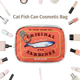 Cute Canned Sardines Style Bath Travel Bag Wash Bag Creative PU Handbag Cosmetic Bags Portable Makeup Bag Storage Bag for Travel