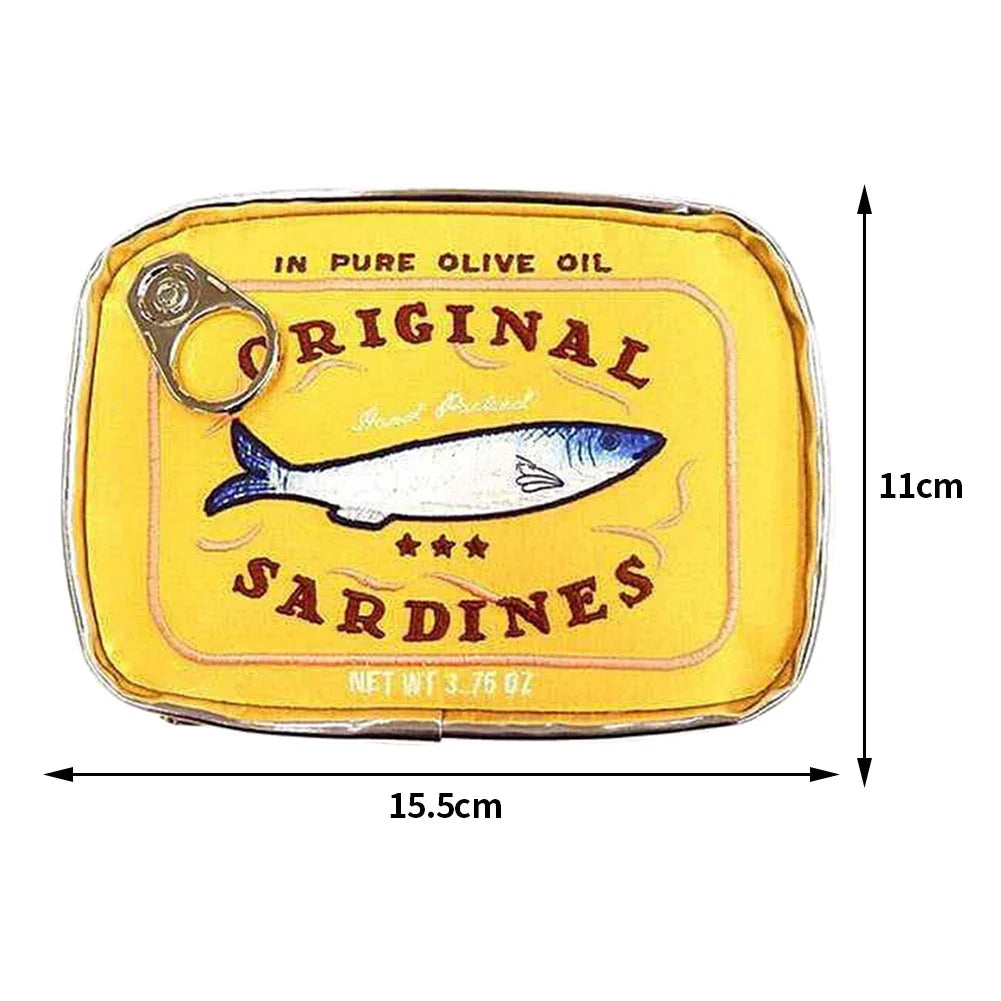 Cute Canned Sardines Style Bath Travel Bag Wash Bag Creative PU Handbag Cosmetic Bags Portable Makeup Bag Storage Bag for Travel