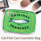 Cute Canned Sardines Style Bath Travel Bag Wash Bag Creative PU Handbag Cosmetic Bags Portable Makeup Bag Storage Bag for Travel