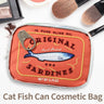 Cute Canned Sardines Style Bath Travel Bag Wash Bag Creative PU Handbag Cosmetic Bags Portable Makeup Bag Storage Bag for Travel