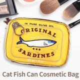 Cute Canned Sardines Style Bath Travel Bag Wash Bag Creative PU Handbag Cosmetic Bags Portable Makeup Bag Storage Bag for Travel