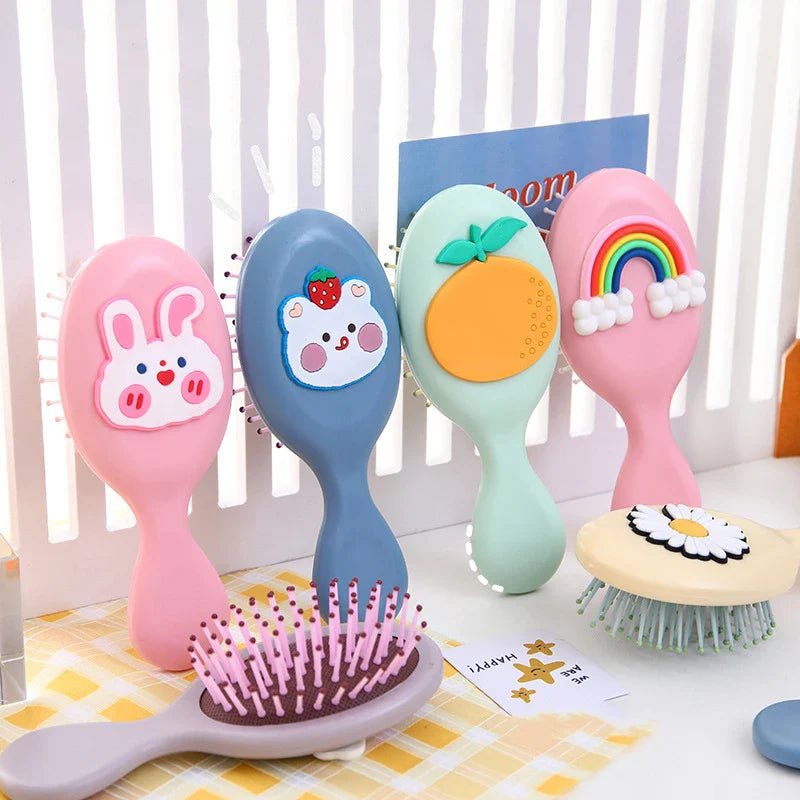 Cute Cartoon Air Cushion Anti-screw Hair Brush Comb Mini Portable Small Massage Untangling Hairbrush for Girls Things Care Tools