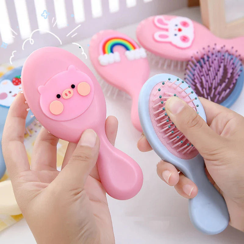 Cute Cartoon Air Cushion Anti-screw Hair Brush Comb Mini Portable Small Massage Untangling Hairbrush for Girls Things Care Tools