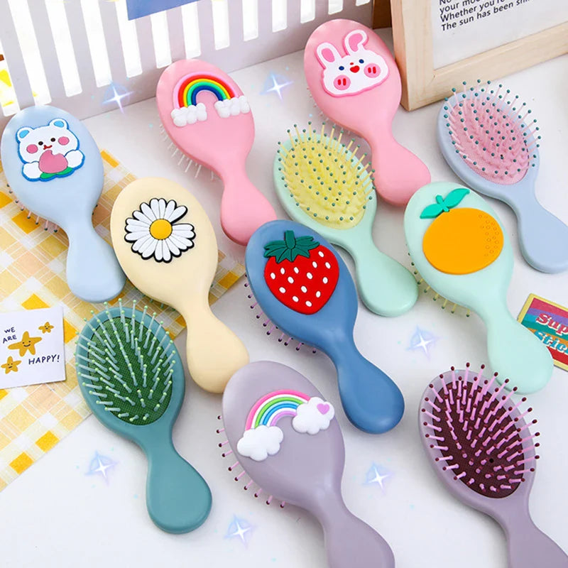 Cute Cartoon Air Cushion Anti-screw Hair Brush Comb Mini Portable Small Massage Untangling Hairbrush for Girls Things Care Tools