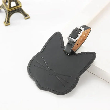 Cute Cartoon Cat Luggage Tag PU Leather Suitcase ID Name Address Holder Baggage Boarding Tag Portable Label Travel Accessories