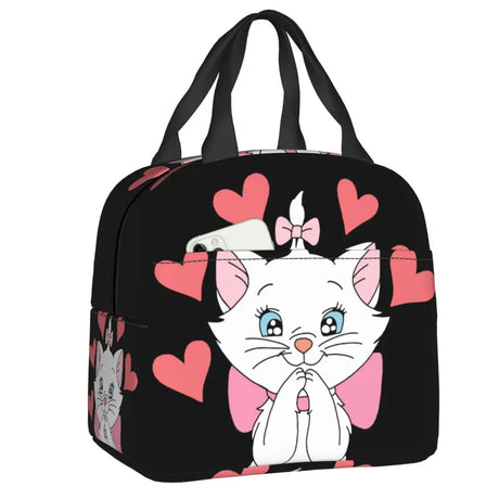 Cute Cat Portable Lunch Box Women Leakproof Kawaii Cartoon Kitten Cooler Thermal Food Insulated Lunch Bag Kids School Children