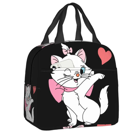 Cute Cat Portable Lunch Box Women Leakproof Kawaii Cartoon Kitten Cooler Thermal Food Insulated Lunch Bag Kids School Children