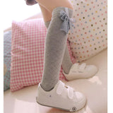 Cute Children's Knee High Socks for Toddlers Kids Baby Girls Solid Bow-knot Cotton Princess Dress Ballet Long Sock leg warmer