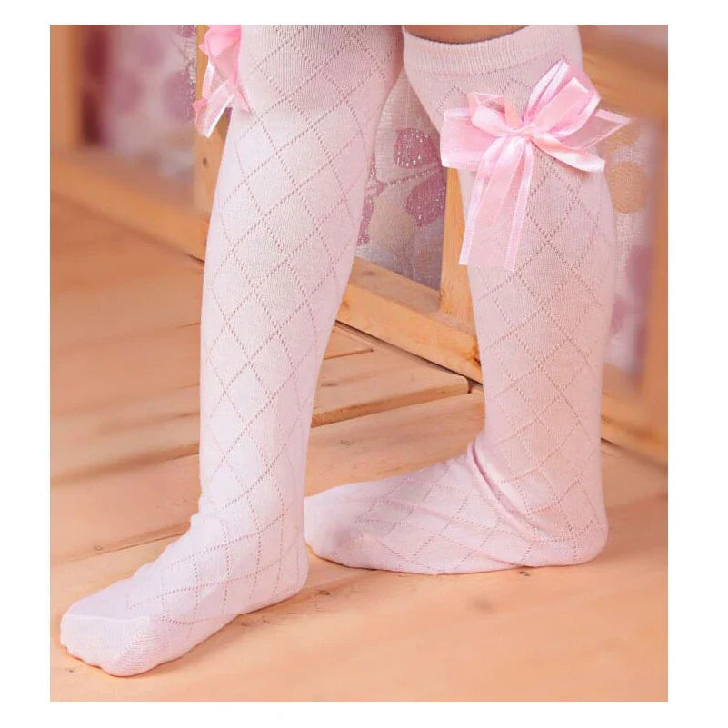 Cute Children's Knee High Socks for Toddlers Kids Baby Girls Solid Bow-knot Cotton Princess Dress Ballet Long Sock leg warmer