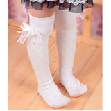 Cute Children's Knee High Socks for Toddlers Kids Baby Girls Solid Bow-knot Cotton Princess Dress Ballet Long Sock leg warmer