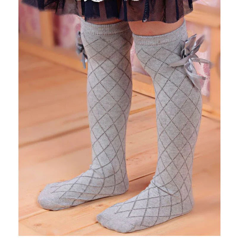 Cute Children's Knee High Socks for Toddlers Kids Baby Girls Solid Bow-knot Cotton Princess Dress Ballet Long Sock leg warmer