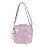 Cute Crossbody Bag PU Leather Square Shoulder Bags Women Heart Shaped Ita Bag