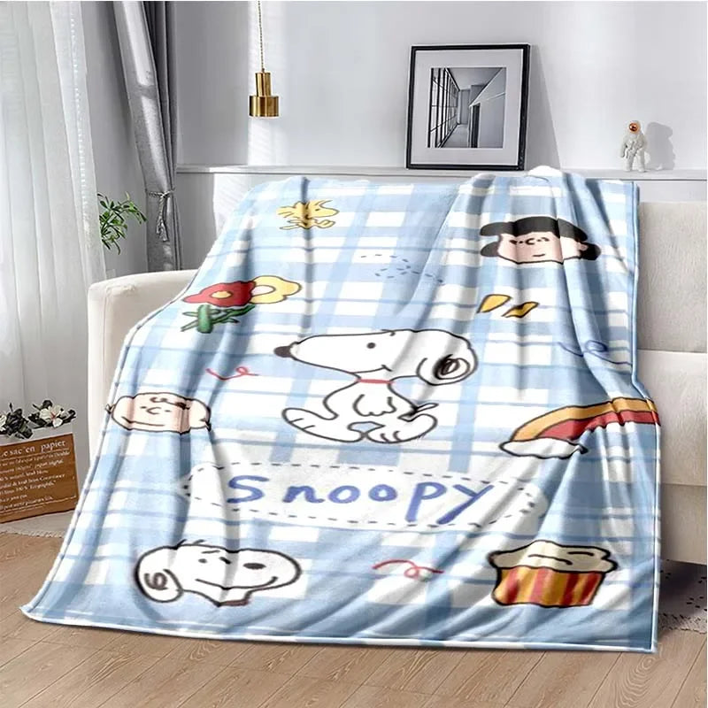 Cute S-Snoopy Cartoon 3D Printed Blanket Fashion Soft Cozy Living room Bedroom Sofa Bed Picnic Blanket Child Birthday Gift